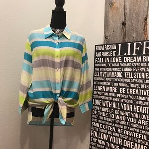 Coldwater Creek vibrant button down striped shirt